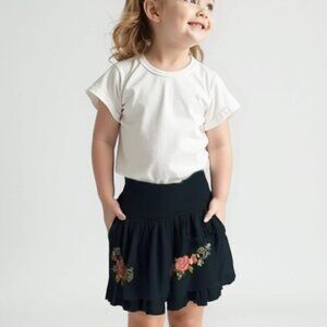 💕Kenzo kid Floral Embroidered Black Skirt 8